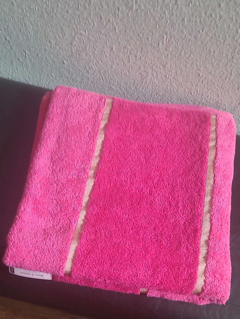 Juicy Couture Hot Pink Bath Towel with Gold Trim